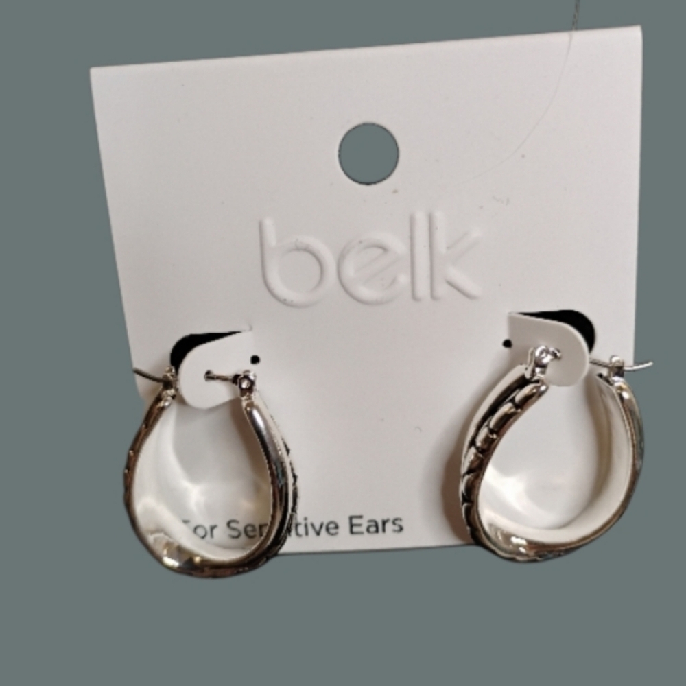Belk Silver and Black‎ Double Oval Hoops for Sensitive Ears